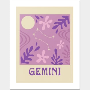 Abstract Gemini Zodiac Posters and Art